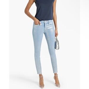 Frame Jeans NEW Le Skinny De Jeanne Metallic Coated Shiny Jeans size 31 $268